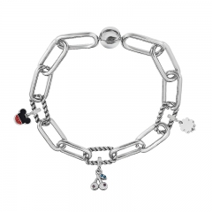 Stainless Steel Women Me Link Bracelet with Small Charms  MY054