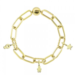 Stainless Steel Women Me Link Bracelet with Small Charms  MYG066