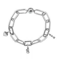 Stainless Steel Women Me Link Bracelet with Small Charms  MY008