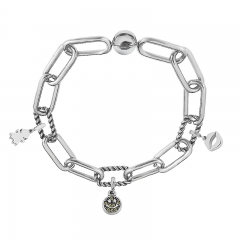 Stainless Steel Women Me Link Bracelet with Small Charms  MY047