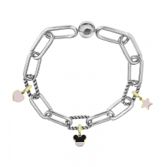Stainless Steel Women Me Link Bracelet with Small Charms  MY081