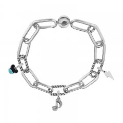 Stainless Steel Women Me Link Bracelet with Small Charms  MY059