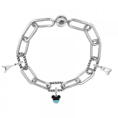 Stainless Steel Women Me Link Bracelet with Small Charms  MY030