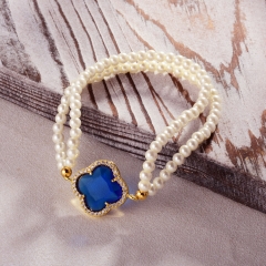 Pearl copper charm diamond bracelet  TTTB-0349B
