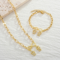 Stainless steel jewelry set with brass charms  TTTS-0010