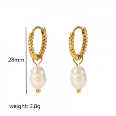 Hollow Gold Hoop Earrings Tarnish Free Gold Plated Stainless Steel Jewelry ES-2456