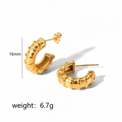 Hollow Gold Hoop Earrings Tarnish Free Gold Plated Stainless Steel Jewelry ES-2517