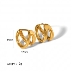 Hollow Gold Hoop Earrings Tarnish Free Gold Plated Stainless Steel Jewelry ES-2511