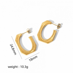 Hollow Gold Hoop Earrings Tarnish Free Gold Plated Stainless Steel Jewelry ES-2533