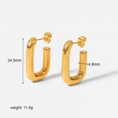 Hollow Gold Hoop Earrings Tarnish Free Gold Plated Stainless Steel Jewelry ES-2451