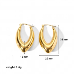 Hollow Gold Hoop Earrings Tarnish Free Gold Plated Stainless Steel Jewelry ES-2538G