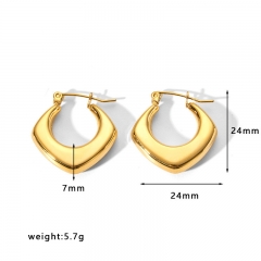 Hollow Gold Hoop Earrings Tarnish Free Gold Plated Stainless Steel Jewelry ES-2537G