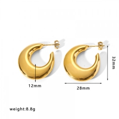 Hollow Gold Hoop Earrings Tarnish Free Gold Plated Stainless Steel Jewelry ES-2546G