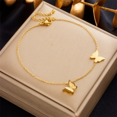 Stainless Steel 18K Gold Plated Anklets With Charms For Women  AN015