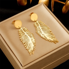 Stainless Steel Women Charm 18 K Gold Earrings ES-2766