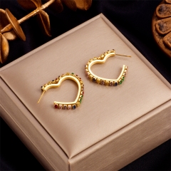 Stainless Steel Women Charm 18 K Gold Earrings ES-2741