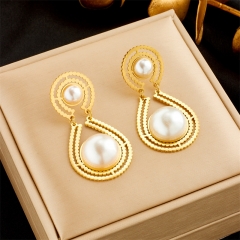 Stainless Steel Women Charm 18 K Gold Earrings ES-2767