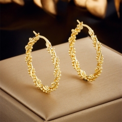Stainless Steel Women Charm 18 K Gold Earrings ES-2758