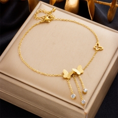 Stainless Steel 18K Gold Plated Anklets With Charms For Women  AN002