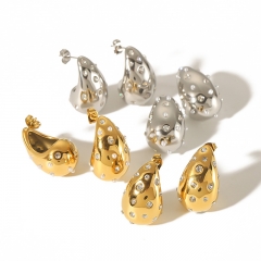 Women Jewelry Stainless Steel Gold Water Drop Earrings ES-2820