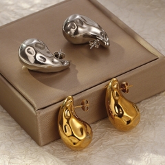 stainless steel gold plated women luxury statement earrings   ES-2944