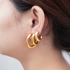 stainless steel hypoallergenic chunky hoop earrings for women  ES-2987B