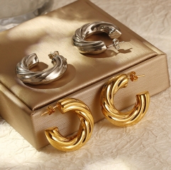 stainless steel gold plated women luxury statement earrings   ES-2939