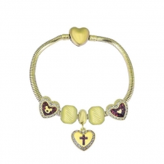 Stainless Steel Heart Snake Chain charms Bracelet  XK5161