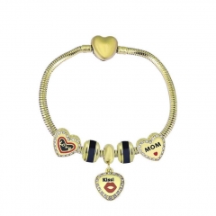 Stainless Steel Heart Snake Chain charms Bracelet  XK5149