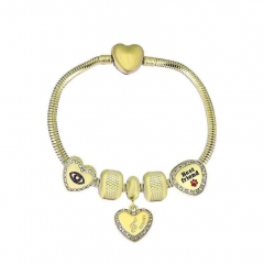 Stainless Steel Heart Snake Chain charms Bracelet  XK5153