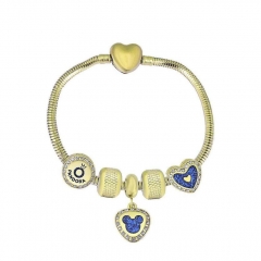 Stainless Steel Heart Snake Chain charms Bracelet  XK5143