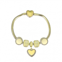 Stainless Steel Heart Snake Chain charms Bracelet  XK5180