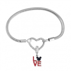 Stainless Steel Heart Charms Bracelet Women Luxury PDM034