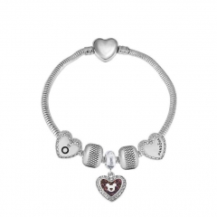 Stainless Steel Heart Snake Chain charms Bracelet  XK5047