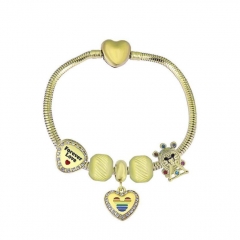 Stainless Steel Heart Snake Chain charms Bracelet  XK5163