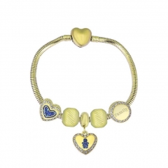 Stainless Steel Heart Snake Chain charms Bracelet  XK5166