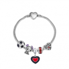 Stainless Steel Heart Snake Chain charms Bracelet  XK5107