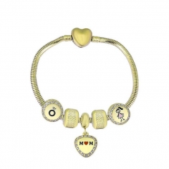 Stainless Steel Heart Snake Chain charms Bracelet  XK5142