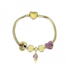 Stainless Steel Heart Snake Chain charms Bracelet  XK5464