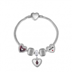 Stainless Steel Heart Snake Chain charms Bracelet  XK5040