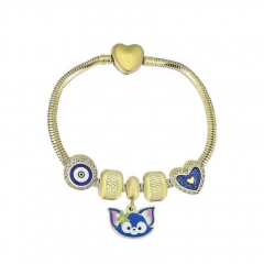 Stainless Steel Heart Snake Chain charms Bracelet  XK5217