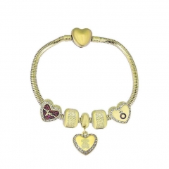 Stainless Steel Heart Snake Chain charms Bracelet  XK5152