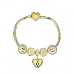 Stainless Steel Heart Snake Chain charms Bracelet  XK5154