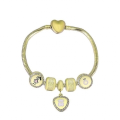 Stainless Steel Heart Snake Chain charms Bracelet  XK5135