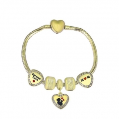 Stainless Steel Heart Snake Chain charms Bracelet  XK5173