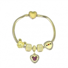 Stainless Steel Heart Snake Chain charms Bracelet  XK5146