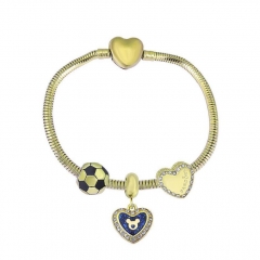 Stainless Steel Heart gold plated charms bracelet for women XK3536