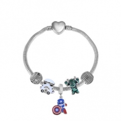 Stainless Steel Heart Snake Chain charms Bracelet  XK5432