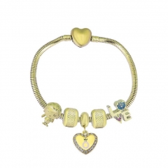 Stainless Steel Heart Snake Chain charms Bracelet  XK5157
