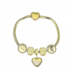 Stainless Steel Heart Snake Chain charms Bracelet  XK5175